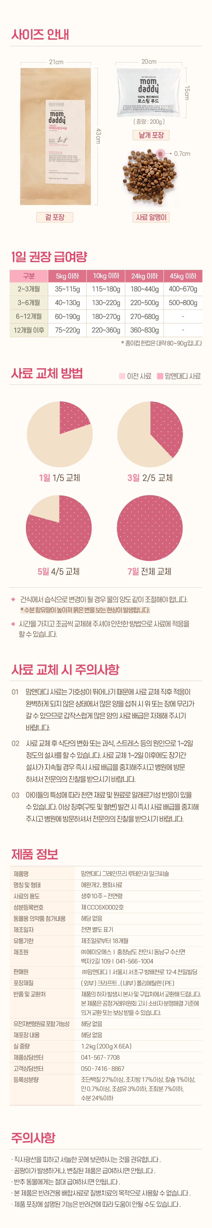 [무료배송] 맘앤대디 독 그레인프리 루테인과 밀크시슬 1.2kg 10번째