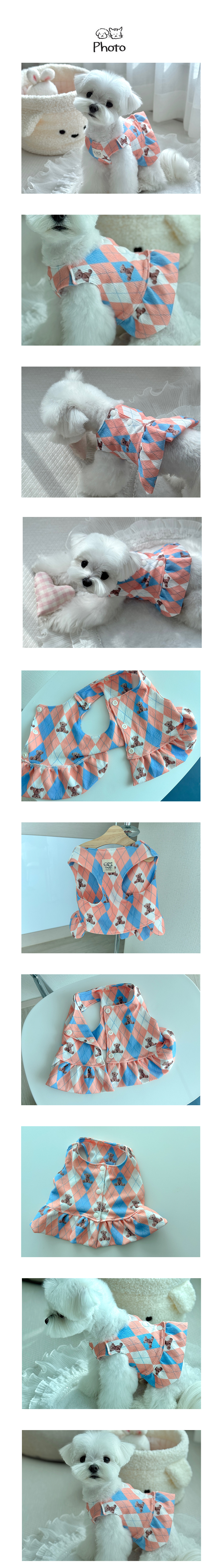 [NEW신상][무료배송] 개달당 아가일 테디 강아지옷 고양이 조끼 원피스 4size 2번째