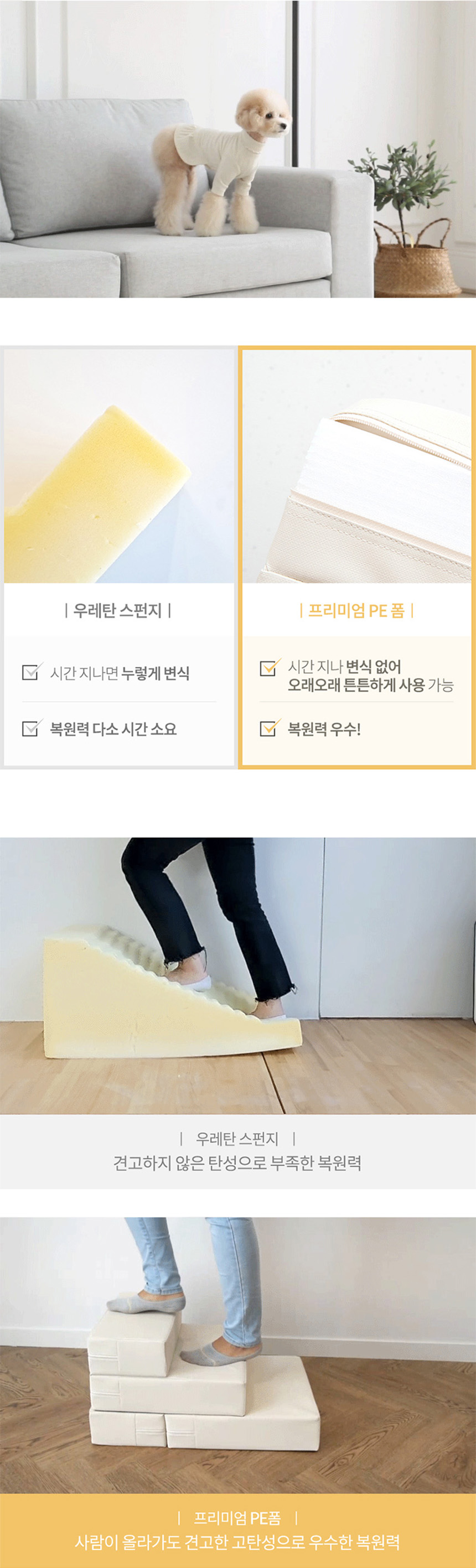 [NEW신상][무료배송] 파미야 논슬립 변신형 강아지 계단 3종 (아이보리/민트/그레이) 10번째