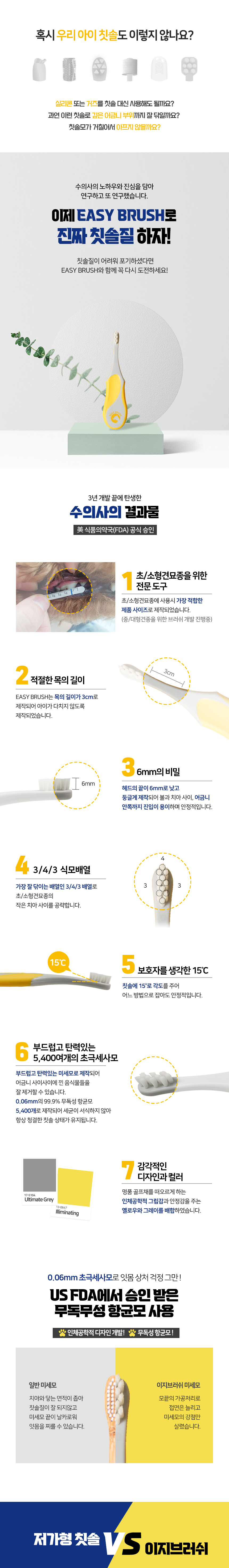 [무료배송] 이지브러쉬 칫솔 옐로우/그린/블루/피치 1번째