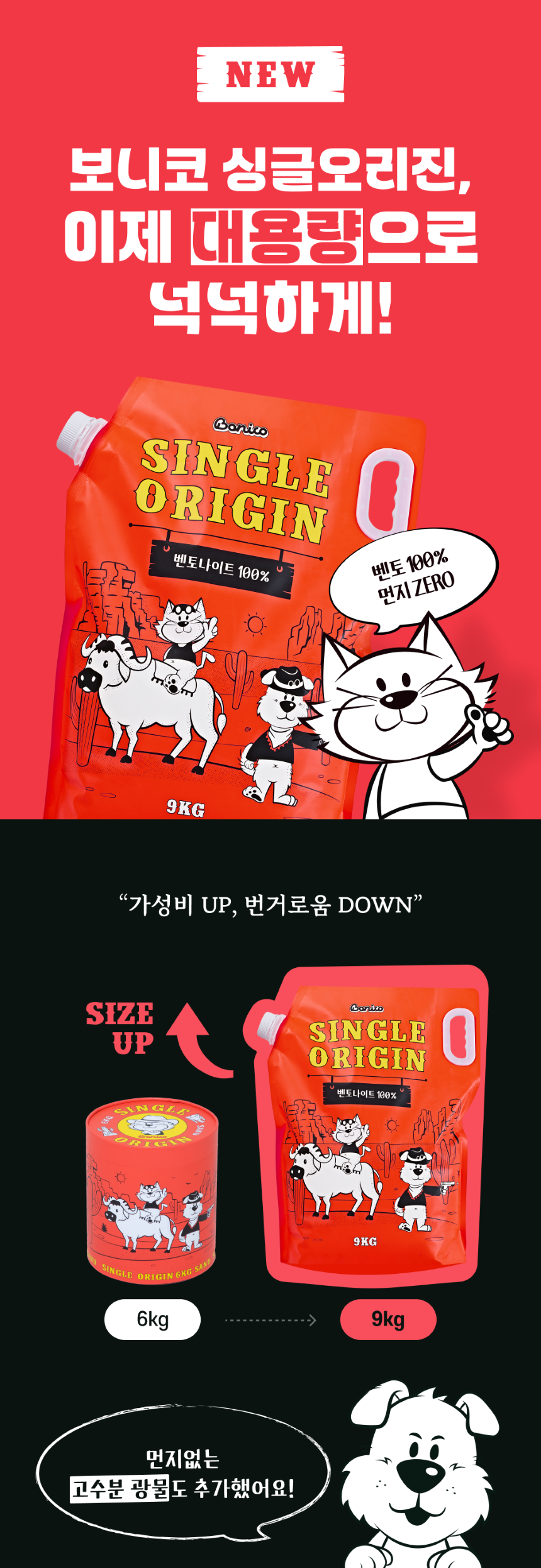 [NEW신상][무료배송] 보니코 캣 싱글오리진 벤토나이트+카사바) 9kg 1번째