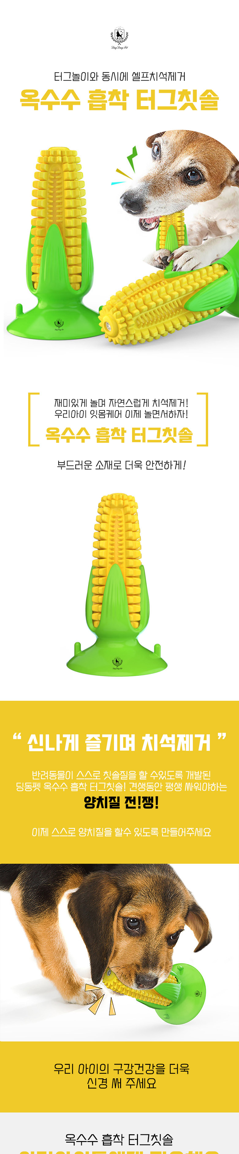 [무료배송] 딩동펫 반려동물 옥수수 흡착터그 칫솔 1번째