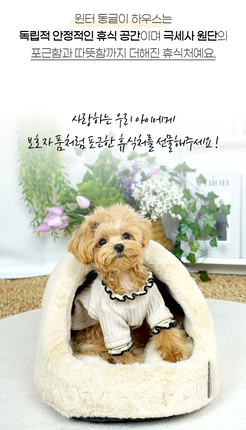 [NEW신상][무료배송] 개과천선 윈터 동글이 하우스 소형 (그레이/아이보리) 4번째