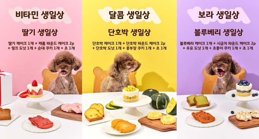 [NEW신상][무료배송] 애니콩 독 보라 생일상 (블루베리케이크/우유도넛/시금치파운드/초롱이쿠키) 2번째