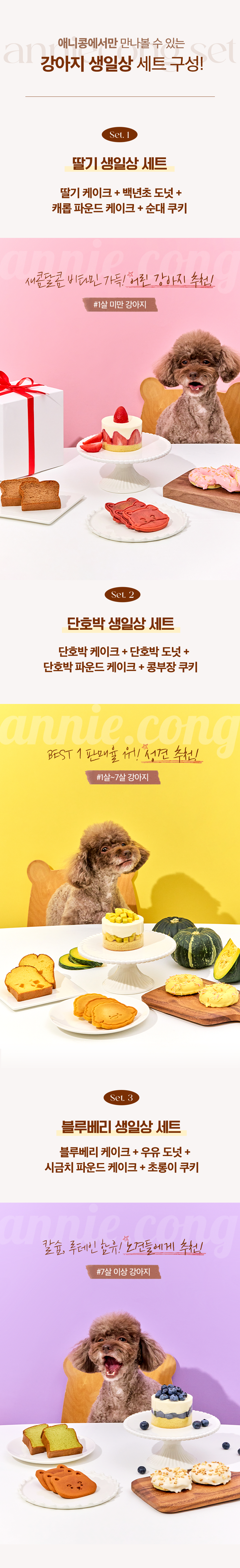 [NEW신상][무료배송] 애니콩 독 보라 생일상 (블루베리케이크/우유도넛/시금치파운드/초롱이쿠키) 6번째