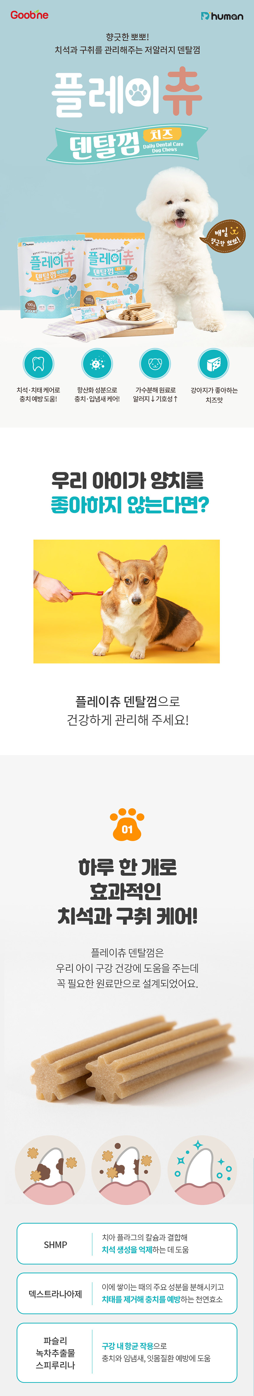 [무료배송] 듀먼 독 플레이츄 덴탈껌 치즈맛 100g 1번째