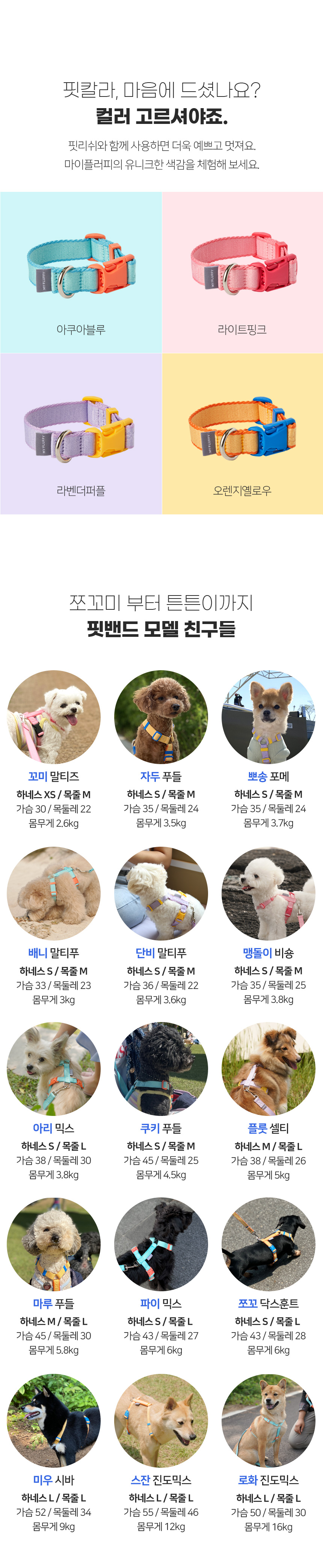 [무료배송] 마이플러피 강아지 목줄 핏칼라 M-L (4컬러) 7번째