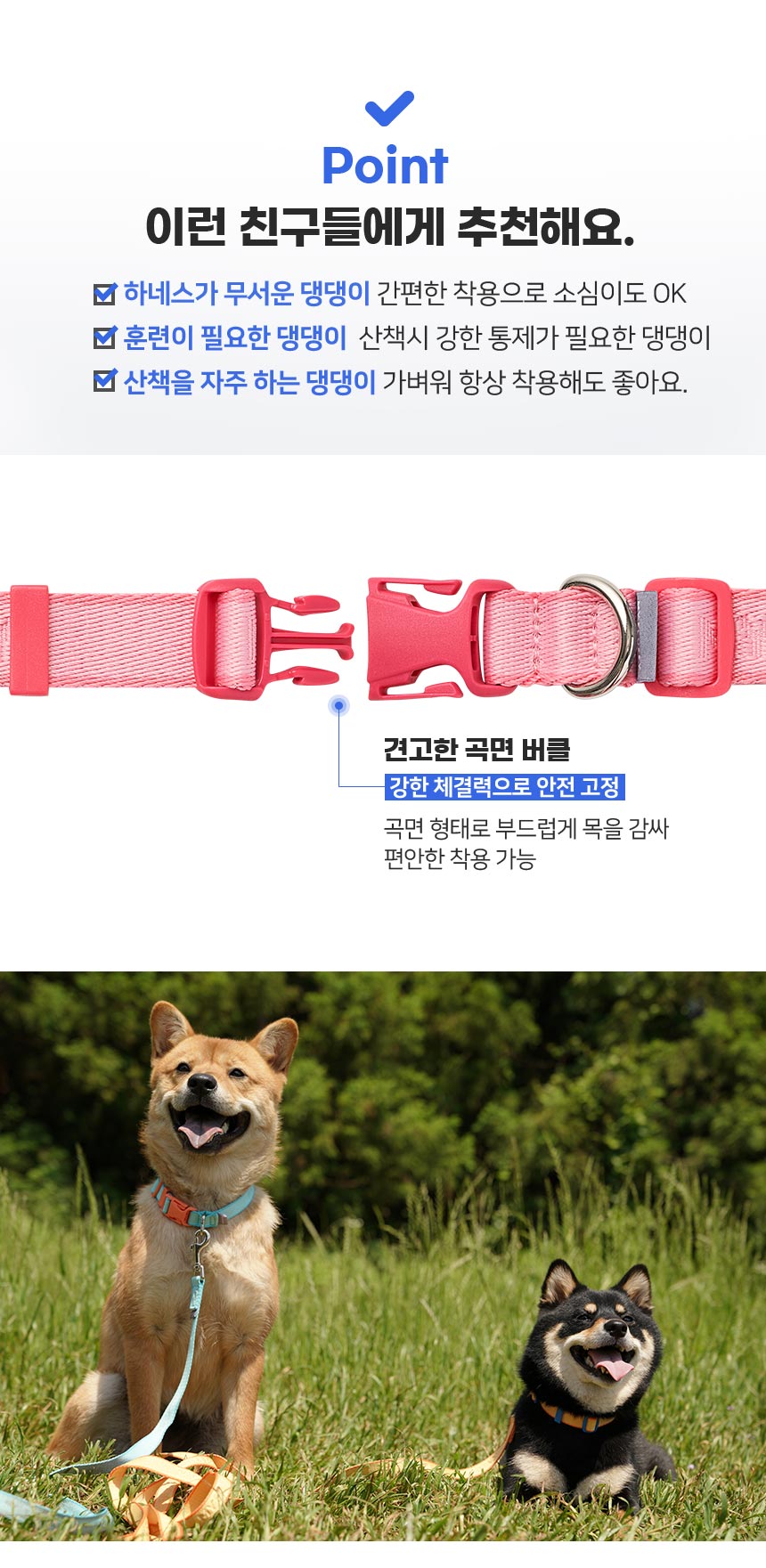 [무료배송] 마이플러피 강아지 목줄 핏칼라 M-L (4컬러) 3번째