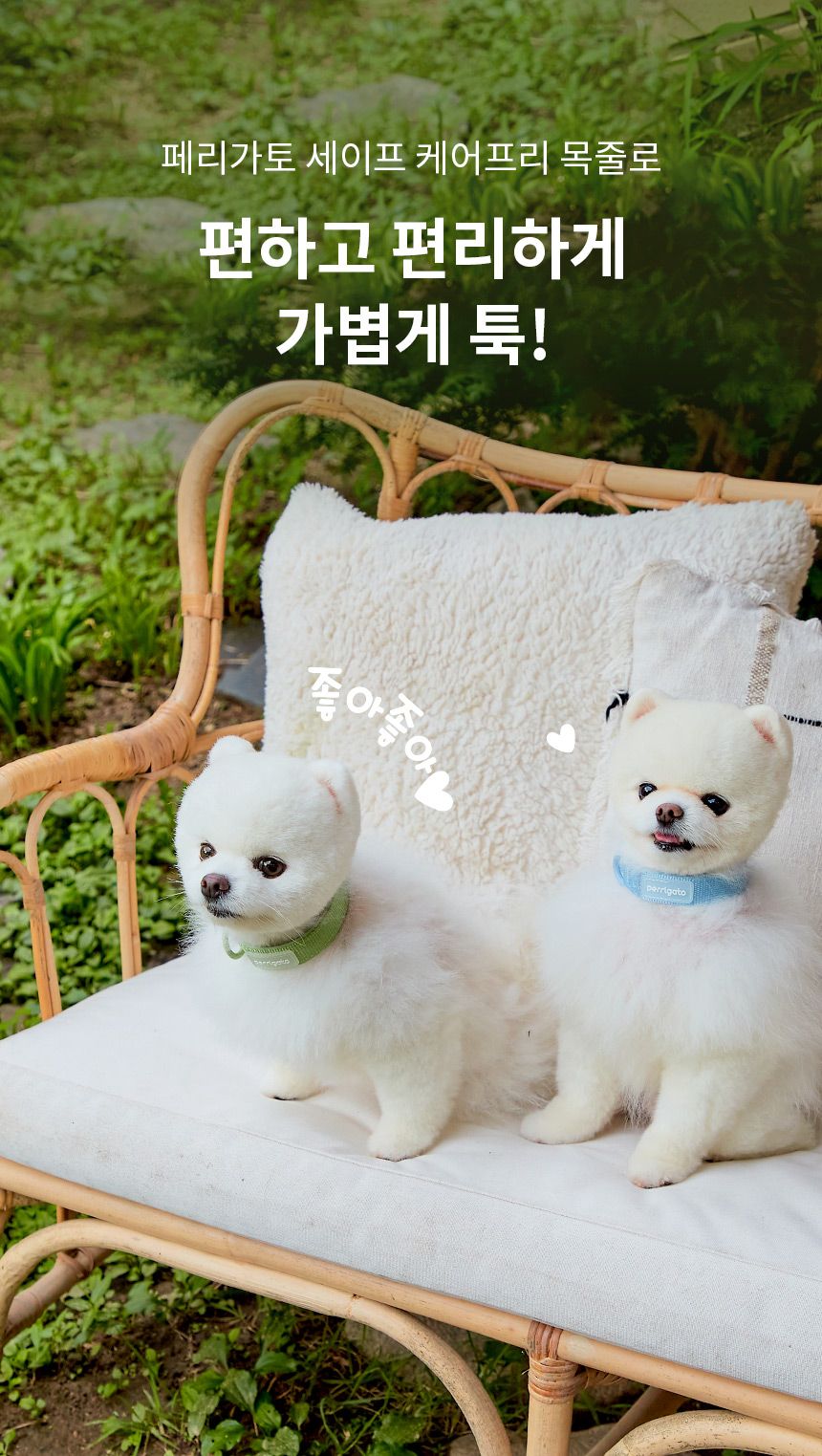 [무료배송] 페리가토 독 세이프 케어프리 목줄 퍼플/블루/베이지/그레이/그린 S-L 8번째