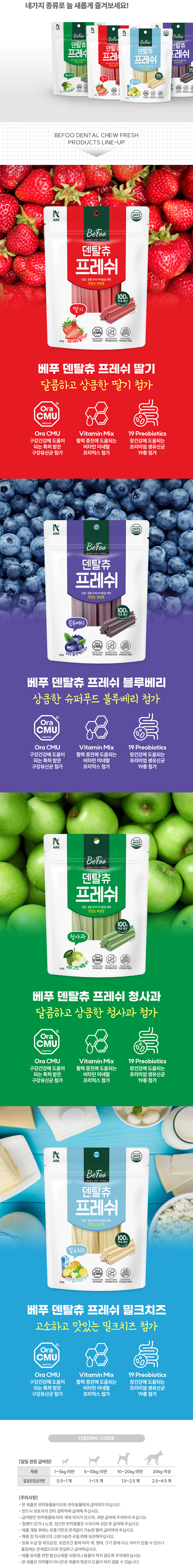 [NEW신상][무료배송][2개] 베푸 덴탈츄 프레쉬 블루베리/딸기/청사과/밀크치즈 180g 3번째