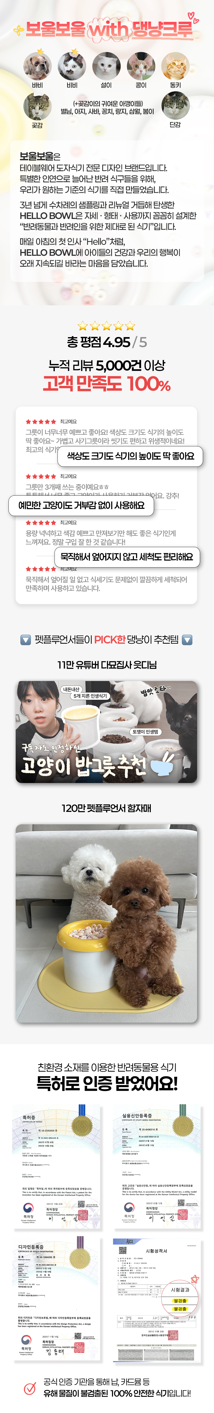 [무료배송] 보울보울 미니견/먼치킨 밥그릇 헬로볼 세트 7cm(h) 2번째