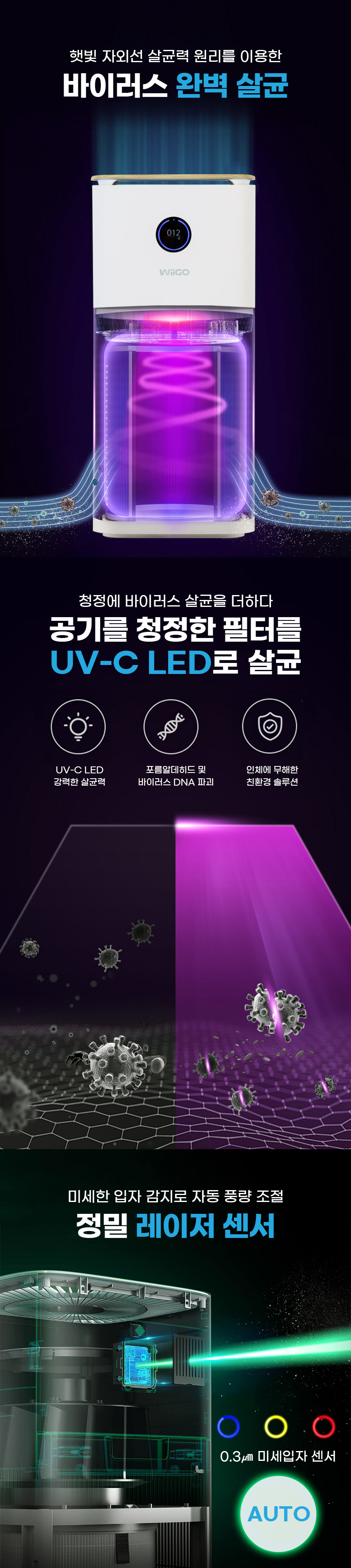 [무료배송] 위고 23평형 에어케어 UV 살균 공기청정기 W25AP 18번째