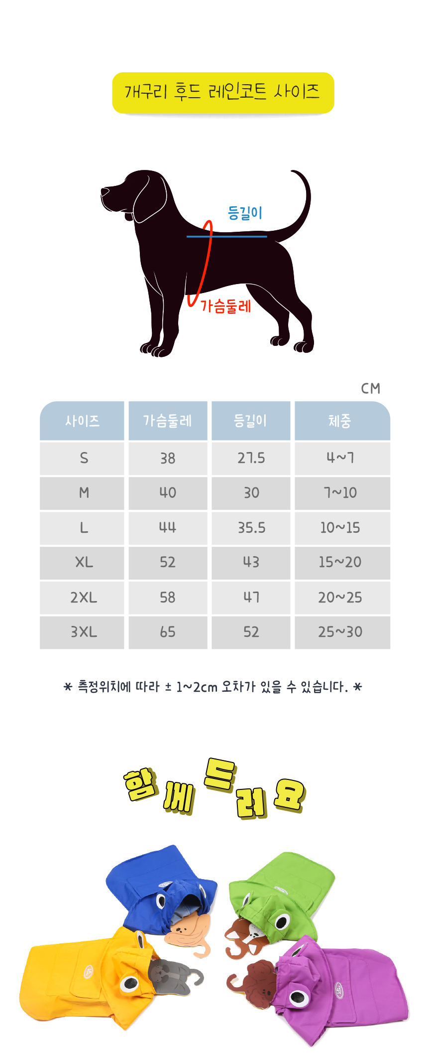 [무료배송] 애구애구 개구리 후드 레인코트 핑크/그린/옐로우/블루 S-XL 13번째