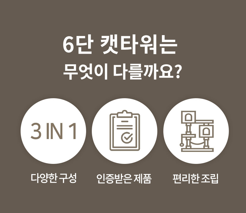 [무료배송] 펫토리아 한층뚝딱 플러시 6단 캣타워 그레이 3번째