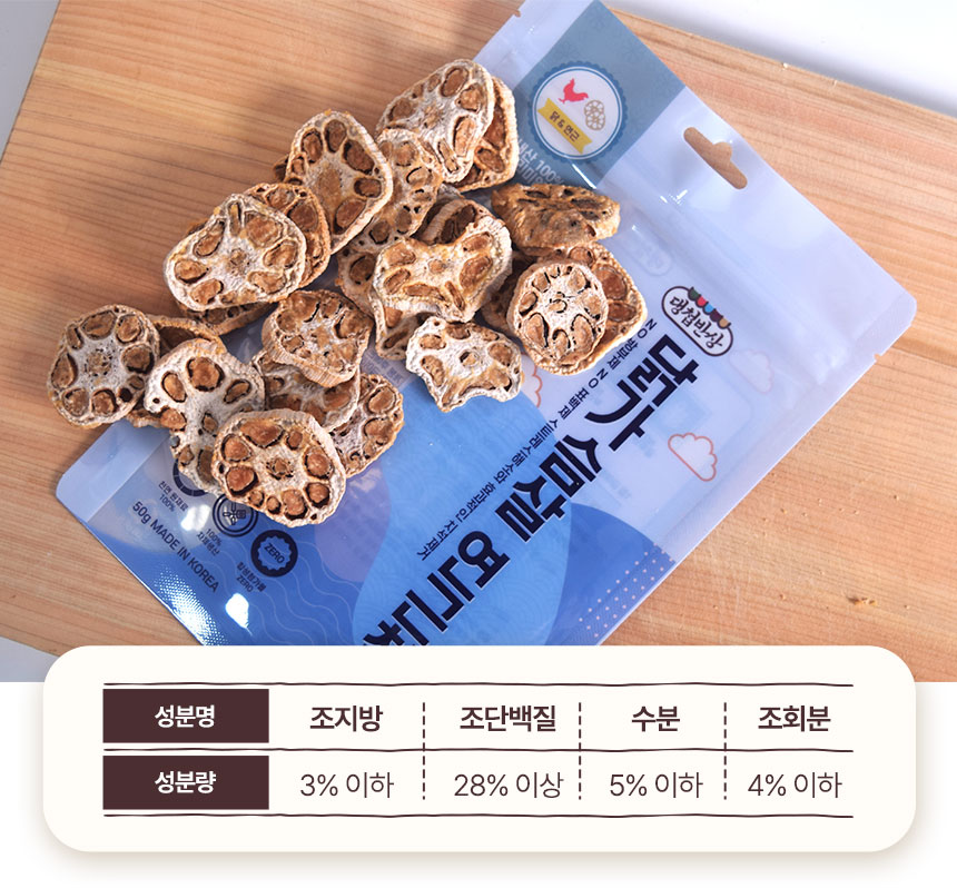 [무료배송] 댕첩반상 닭가슴살연근칩 강아지수제간식 9번째