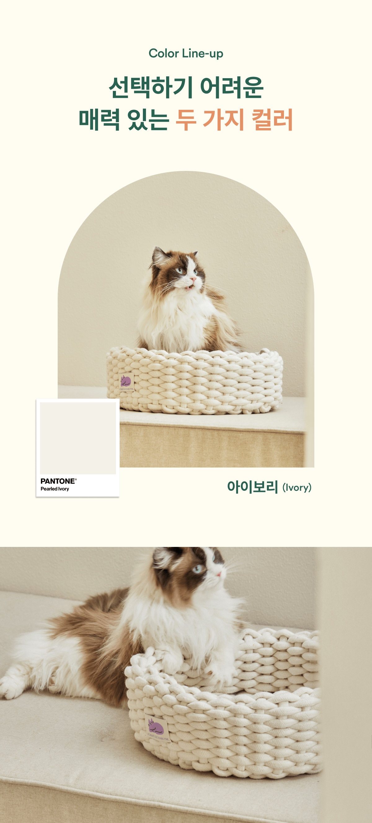 [NEW신상]피도테일 고양이 니트 바구니 숨숨집 아이보리 12번째
