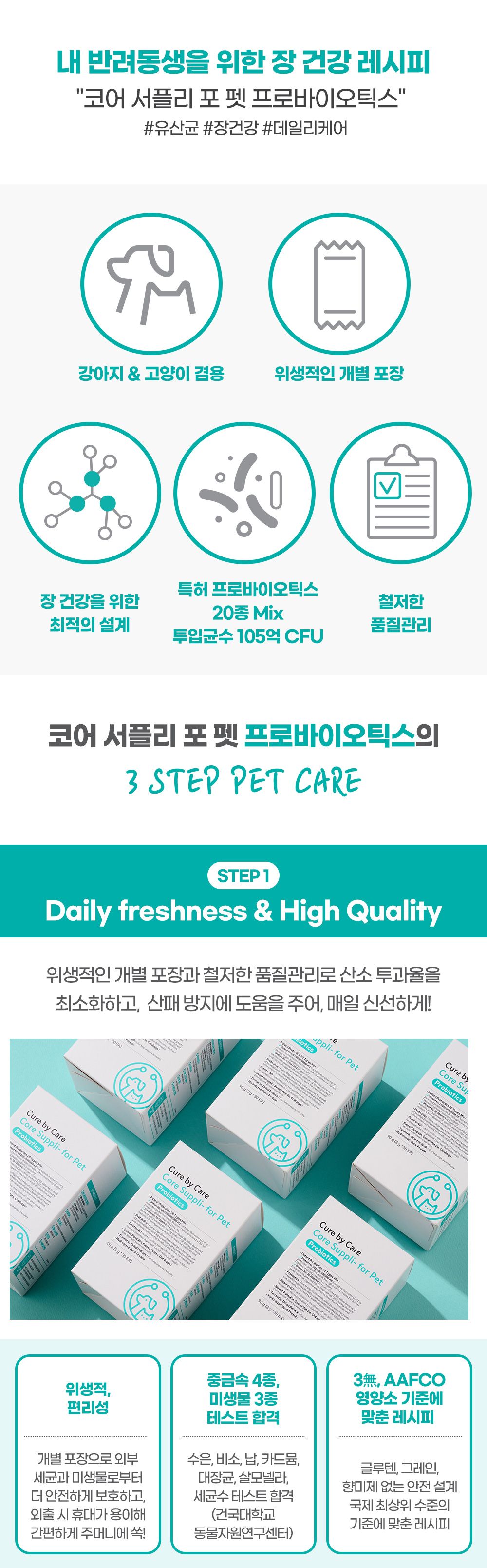 [무료배송] 큐어바이케어 코어 서플리 포 펫 프로바이오틱스 3번째