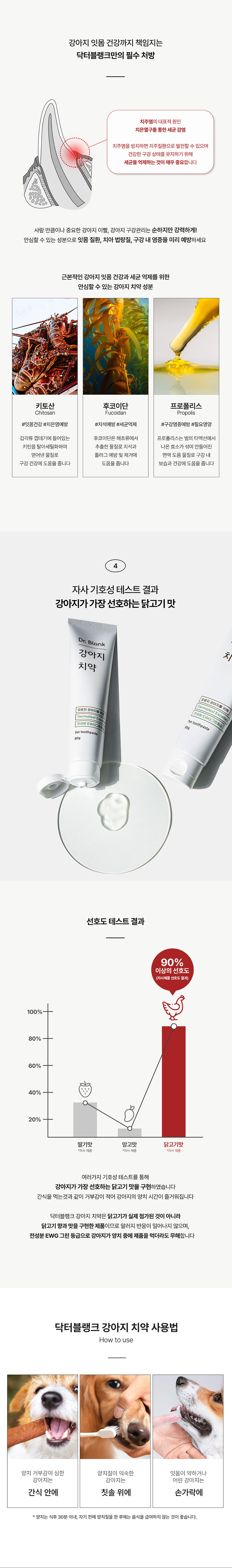 [무료배송] 닥터블랭크 독 치약 닭고기맛 80g + 초미세모 칫솔 세트 5번째