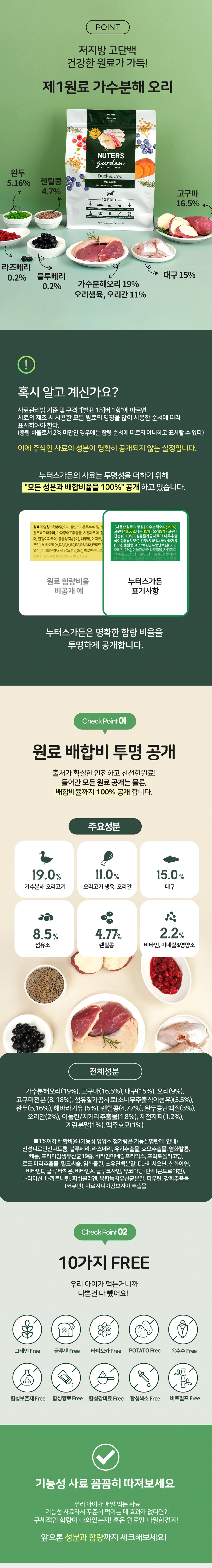 [무료배송] 누터스가든 오리앤대구 독 2kg 피부모질 장건강 4번째