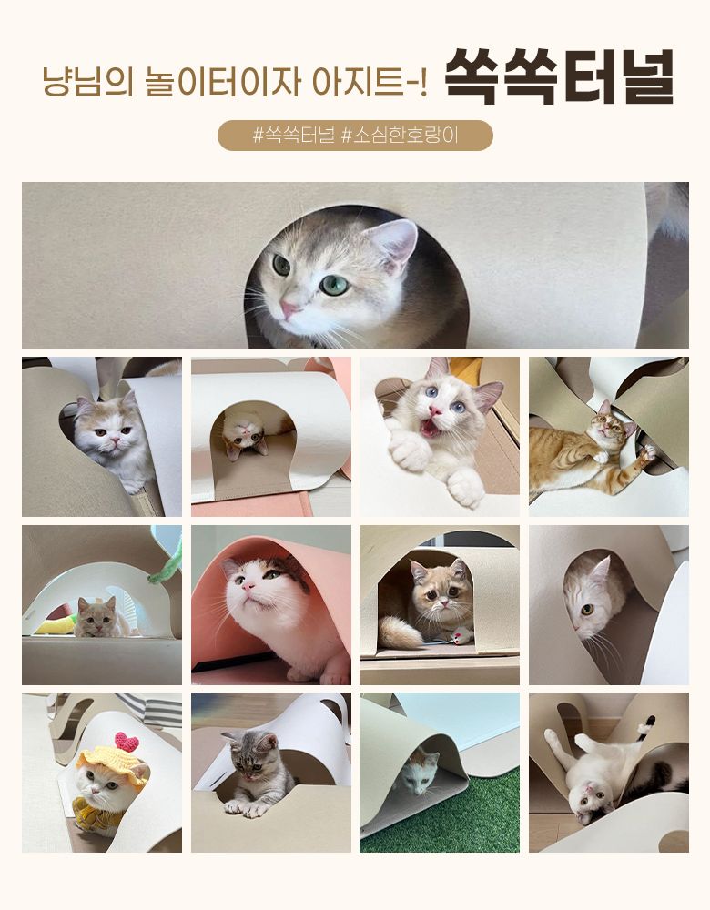 [NEW신상]소심한호랑이 쏙쏙터널 4P 특대형 아이보리&화이트 1번째