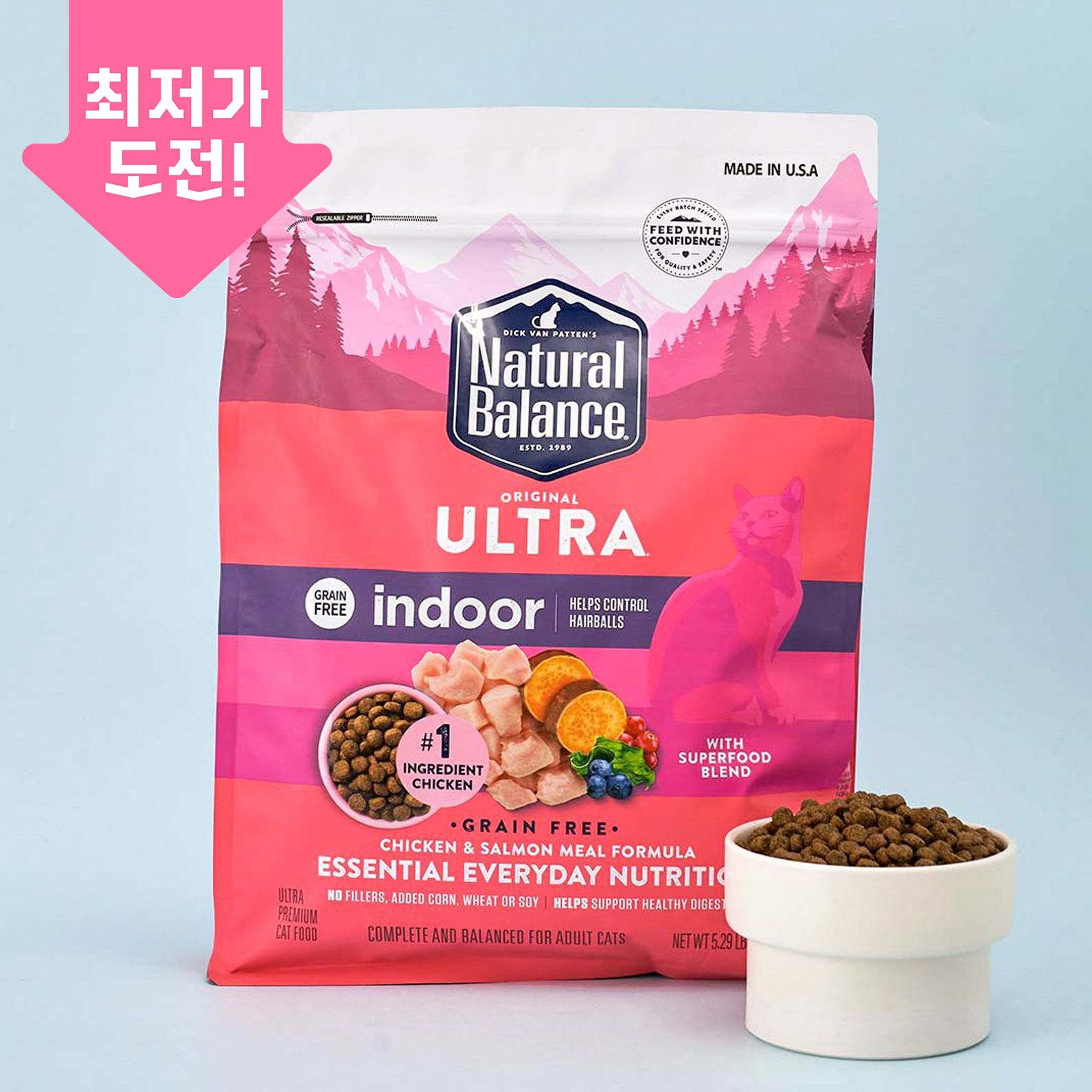 내추럴발란스 캣 오리지날 울트라 그레인프리 인도어 닭&연어 2.4kg 0번