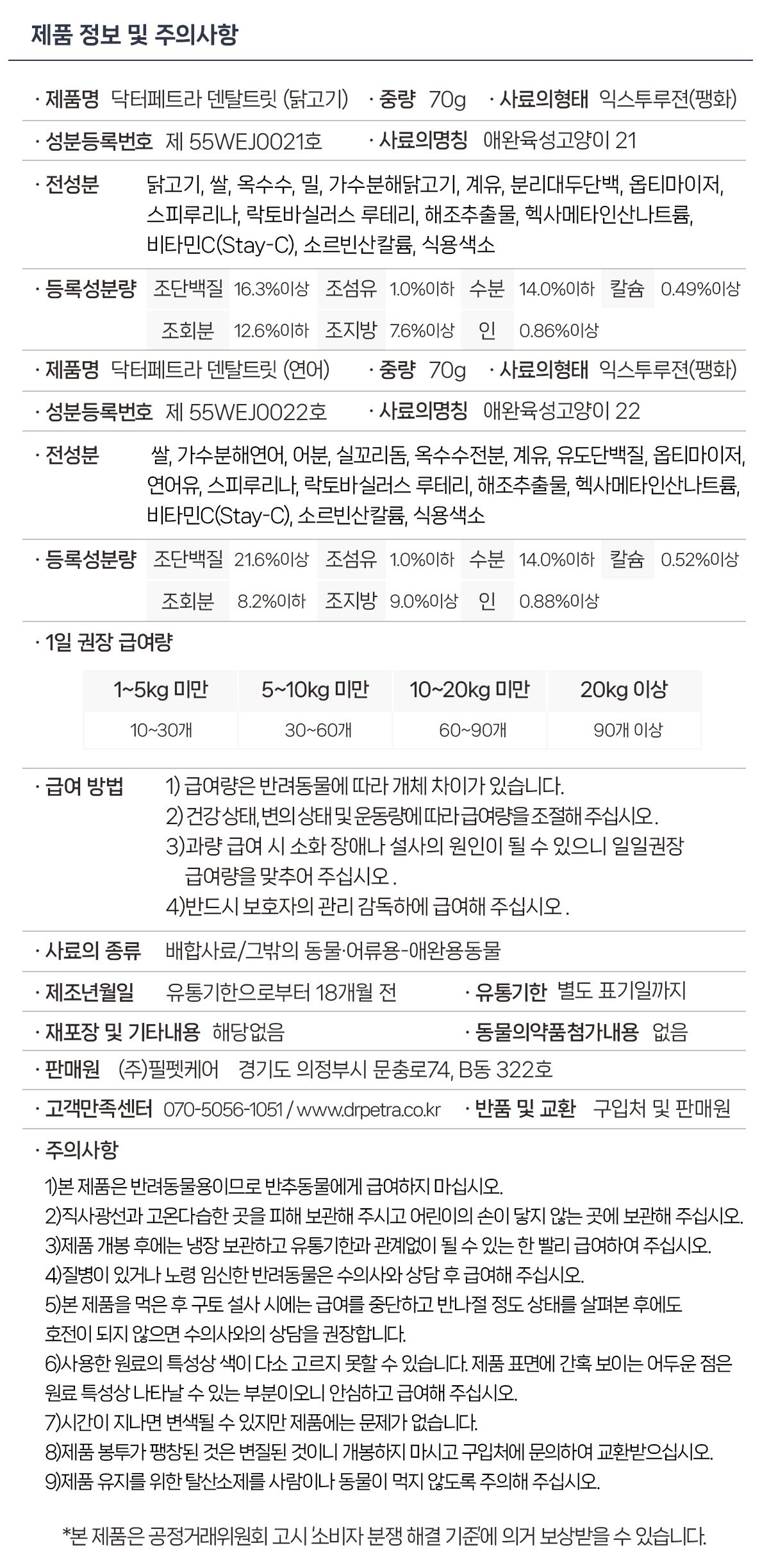 [1+1] 닥터페트라 캣 덴티치카 덴탈트릿 연어맛 70g 38번째