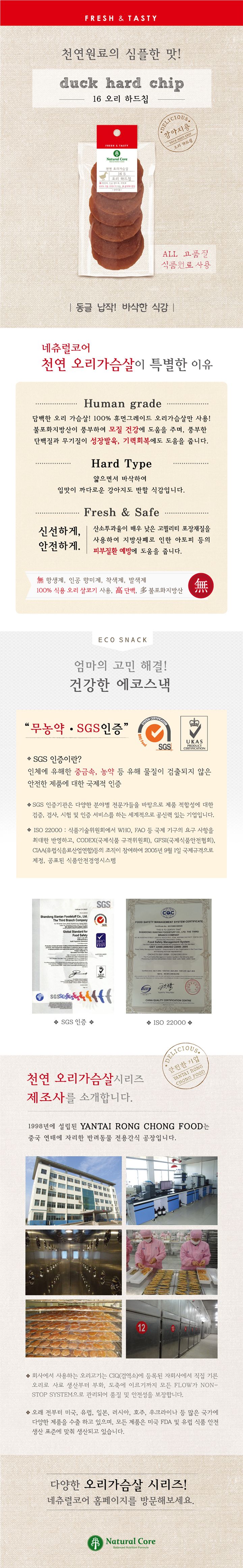 네츄럴코어 독 천연 오리 하드칩 40g 1번째