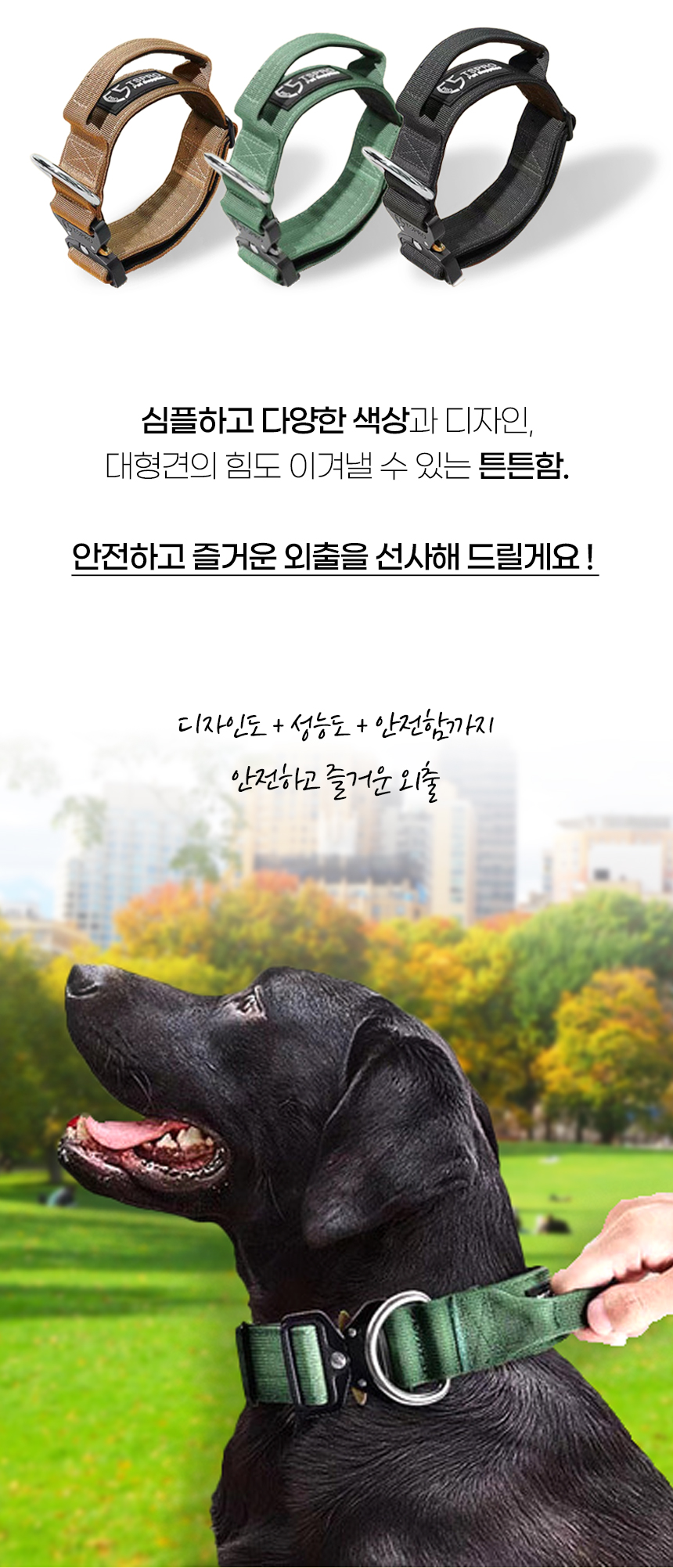 [NEW신상][무료배송] 개과천선 독 핸디링 목줄 (말차 그린/밀크 베이지/다크 블랙) 3번째