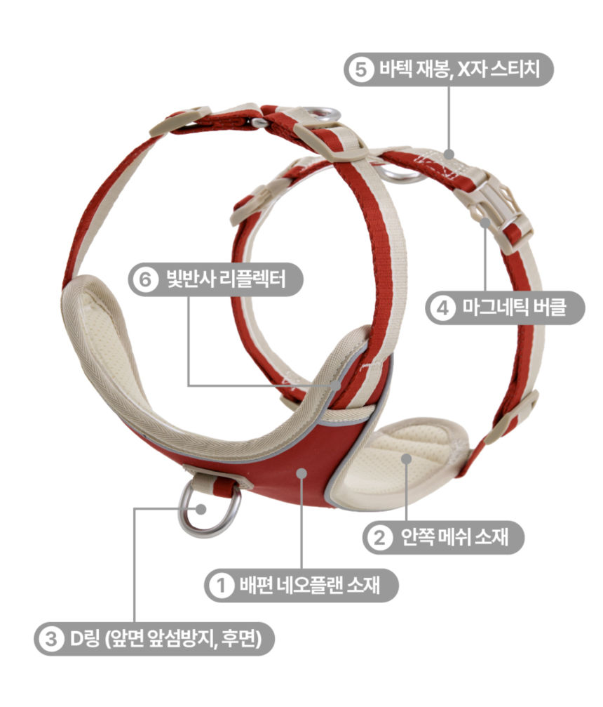 [무료배송] 하웃 세이프락 콤보 강아지 하네스 리쉬 리드줄 세트 앞섬방지 H형 5번째