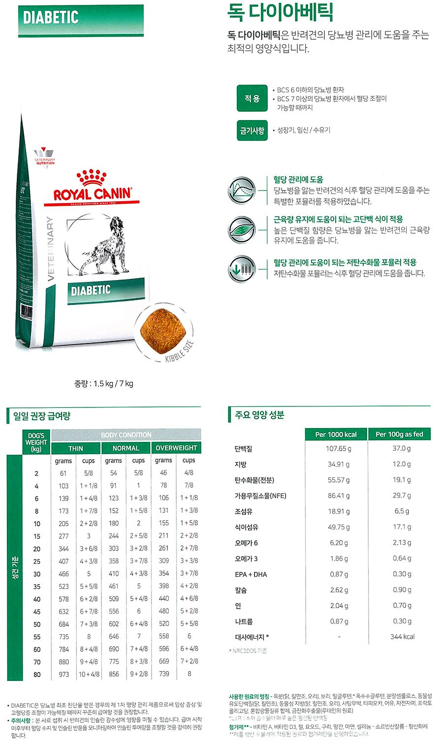 [무료배송] 로얄캐닌 독 다이아베틱 1.5kg 혈당관리 1번째