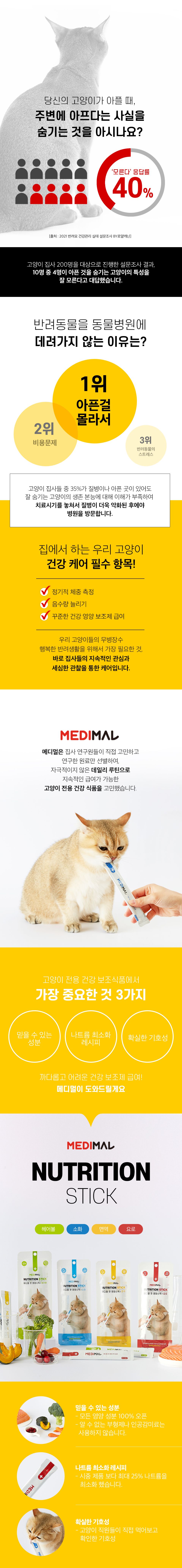 [유통기한임박, 26년4월26일] [체험팩] 메디멀 캣 영양스틱 면역 15g*2p 4번째