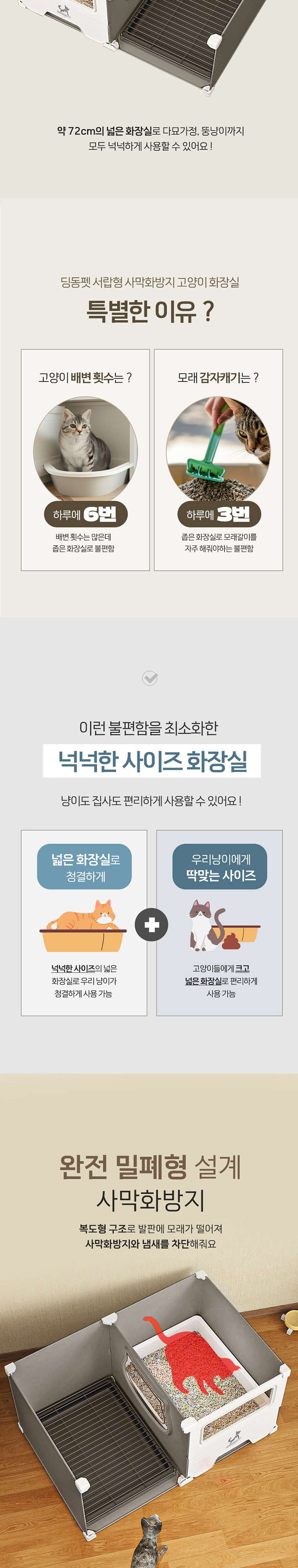 [무료배송] 딩동펫 고양이 서랍형 사막화방지 고양이 화장실 3번째