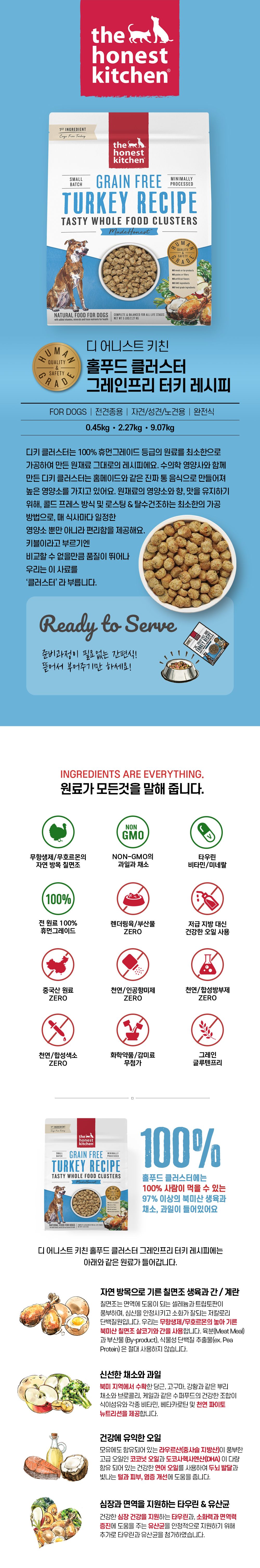 디어니스트키친 독 클러스터 그레인프리 터키 2.26kg 1번째