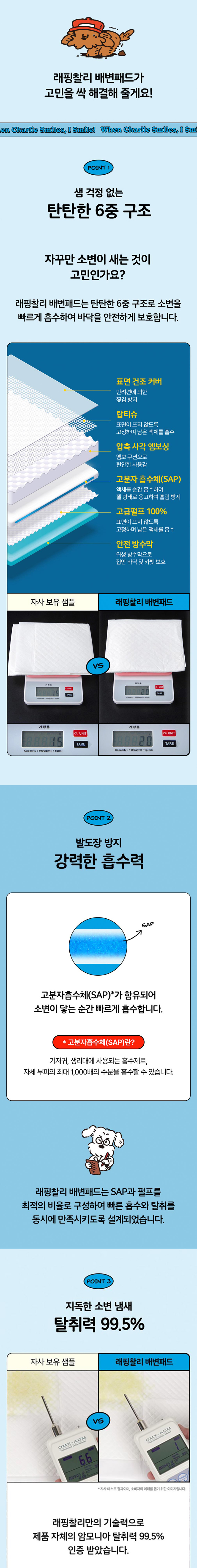 [NEW신상][무료배송] 래핑찰리 배변패드 리뉴얼 100매 2번째