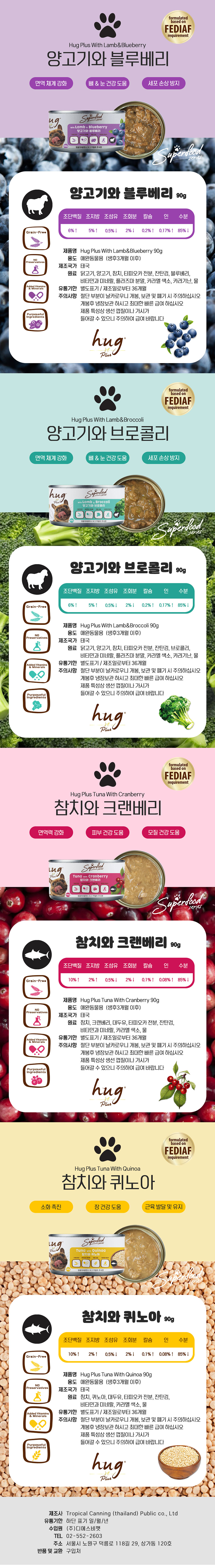 [NEW신상][무료배송] [24개] 허그플러스도그 양고기와 블루베리 캔 90g 3번째