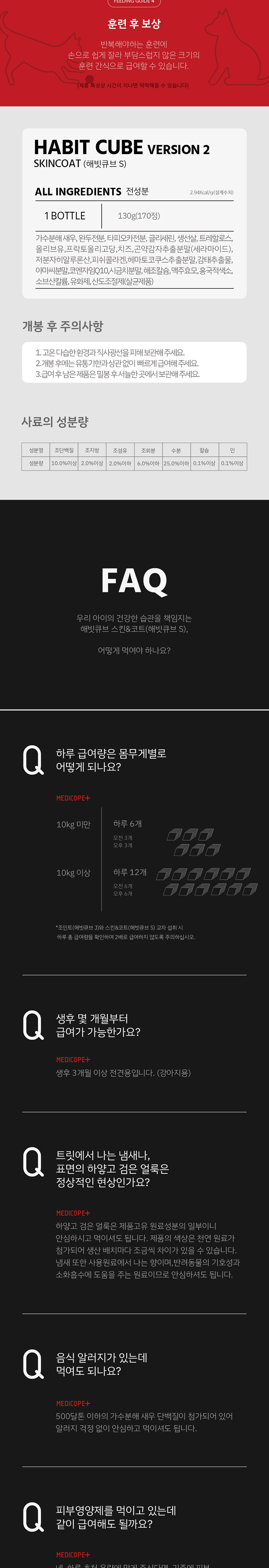 [무료배송] 메디코펫 해빗큐브 스킨&코트 130g 12번째