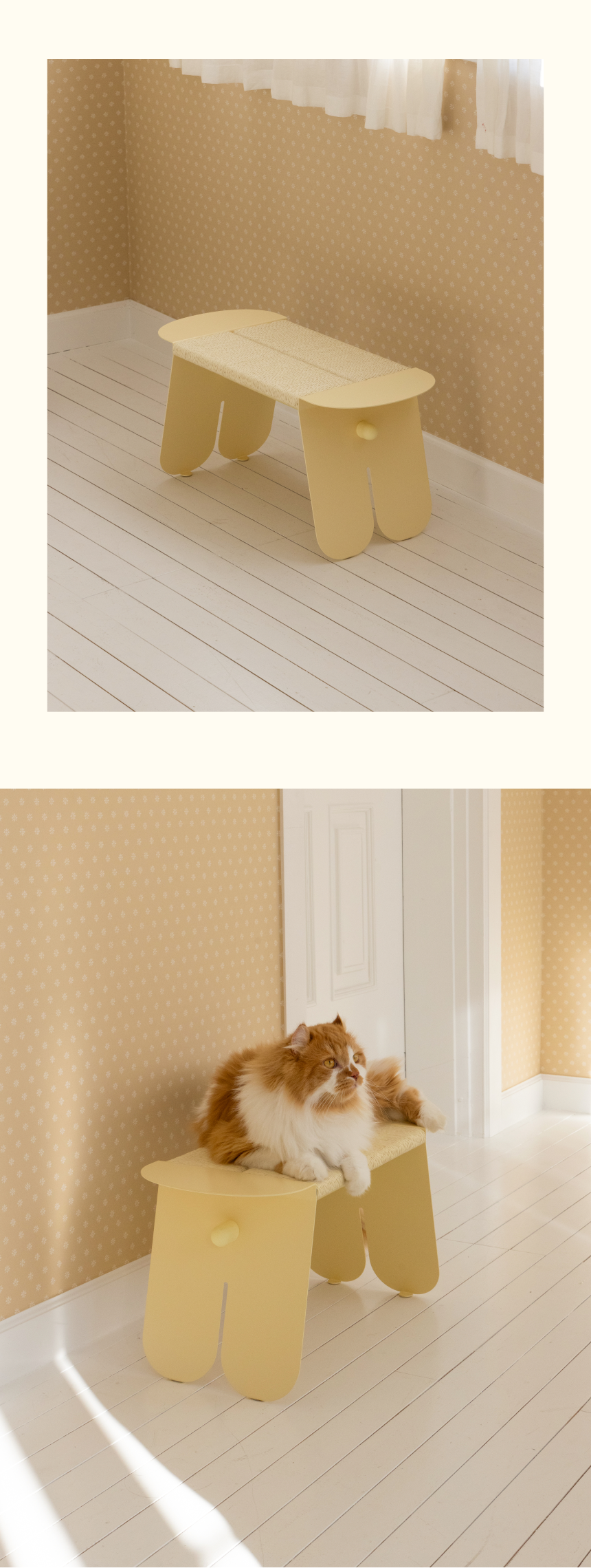 [NEW신상][무료배송] 피도테일 고양이 미니 벤치 스크래쳐 버터색 2번째