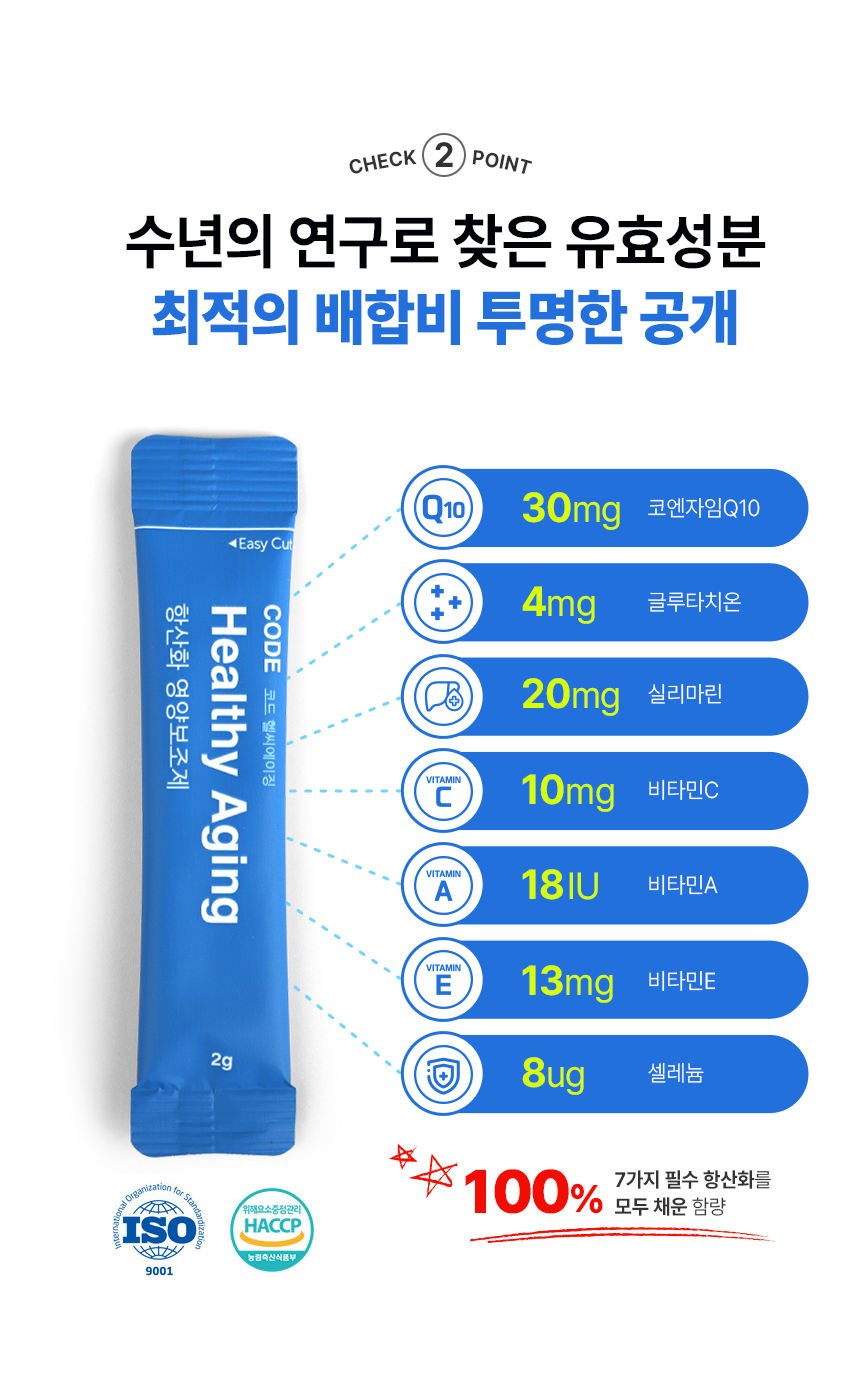 [무료배송] 바이알코드 헬씨에이징 항산화 영양제 2g x 30포 6번째