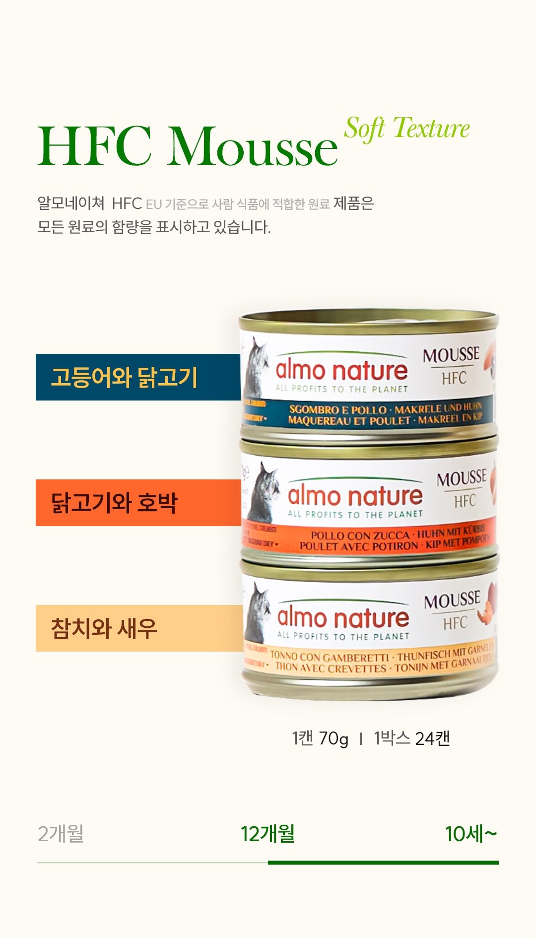 [NEW신상]알모네이쳐 캣 HFC 무스 참치와 새우 캔 70g 2번째