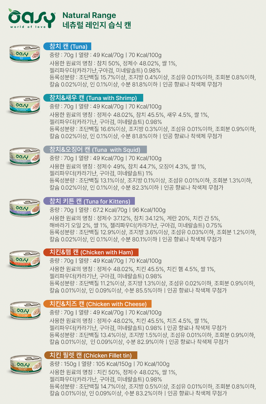[NEW신상]오아지 캣 네츄럴레인지 참치 키튼 캔 70g 9번째