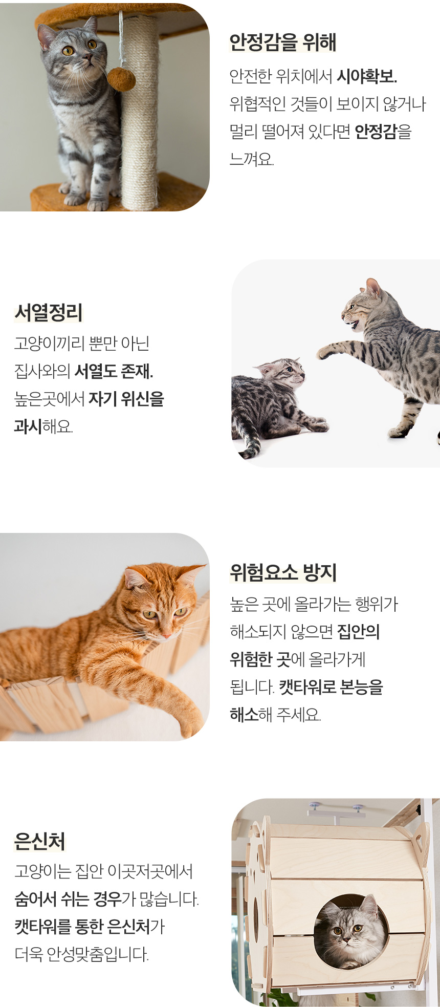 [무료배송] 페리가토 고양이 원목 캣폴 스크래쳐 4단 구름다리 숨숨집 대형 캣타워 3번째