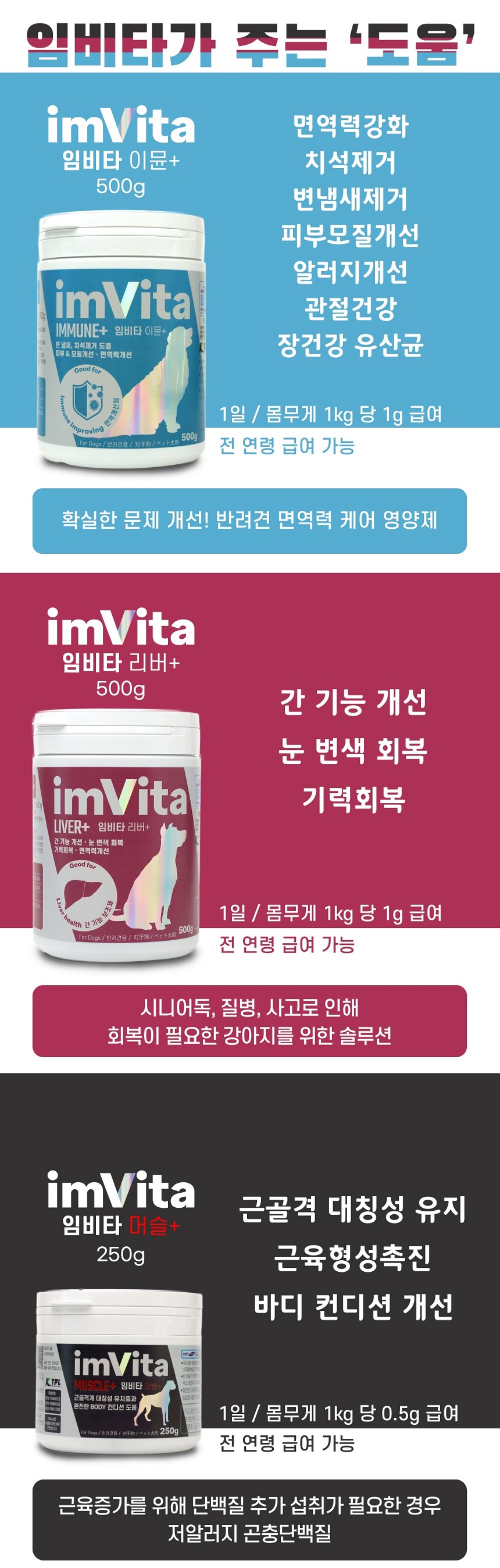 [무료배송] 임비타 독 관절 영양제 머슬+ 80g 6번째