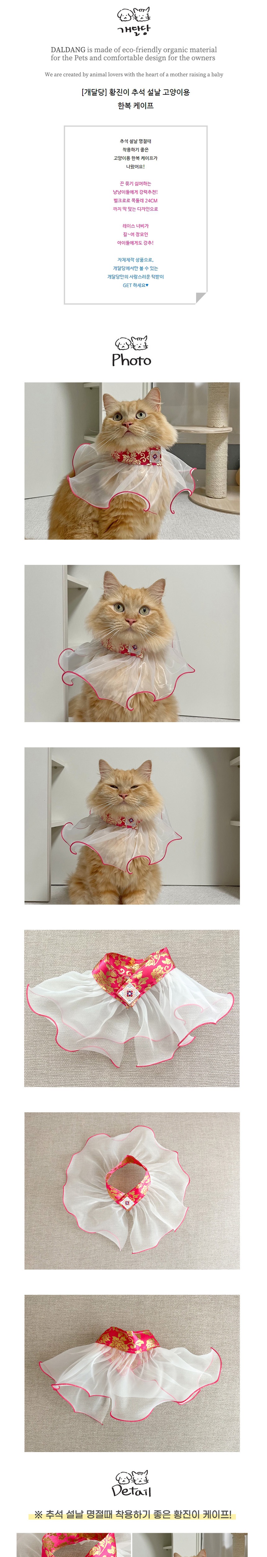 [무료배송] 개달당 캣 황진이 추석 설날 한복 케이프 1번째