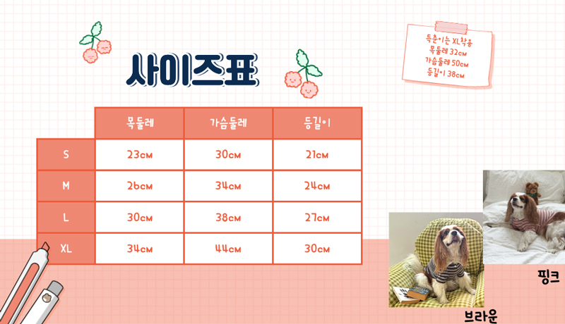 [NEW신상] [무료배송] 해피댕댕 베디럭비카라티 2종 (브라운,핑크) S-XL 3번째