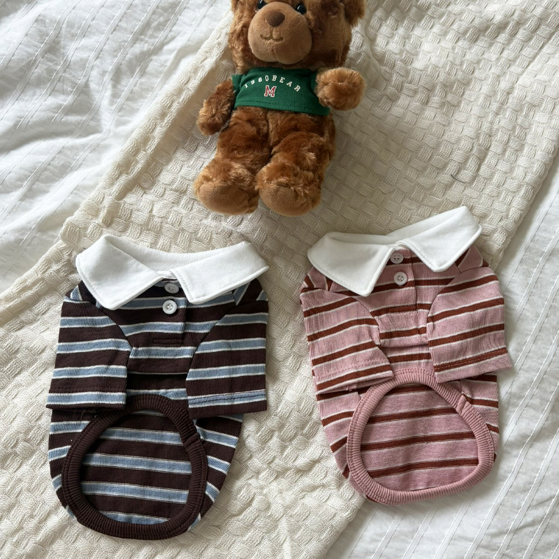 [NEW신상] [무료배송] 해피댕댕 베디럭비카라티 2종 (브라운,핑크) S-XL 1번째