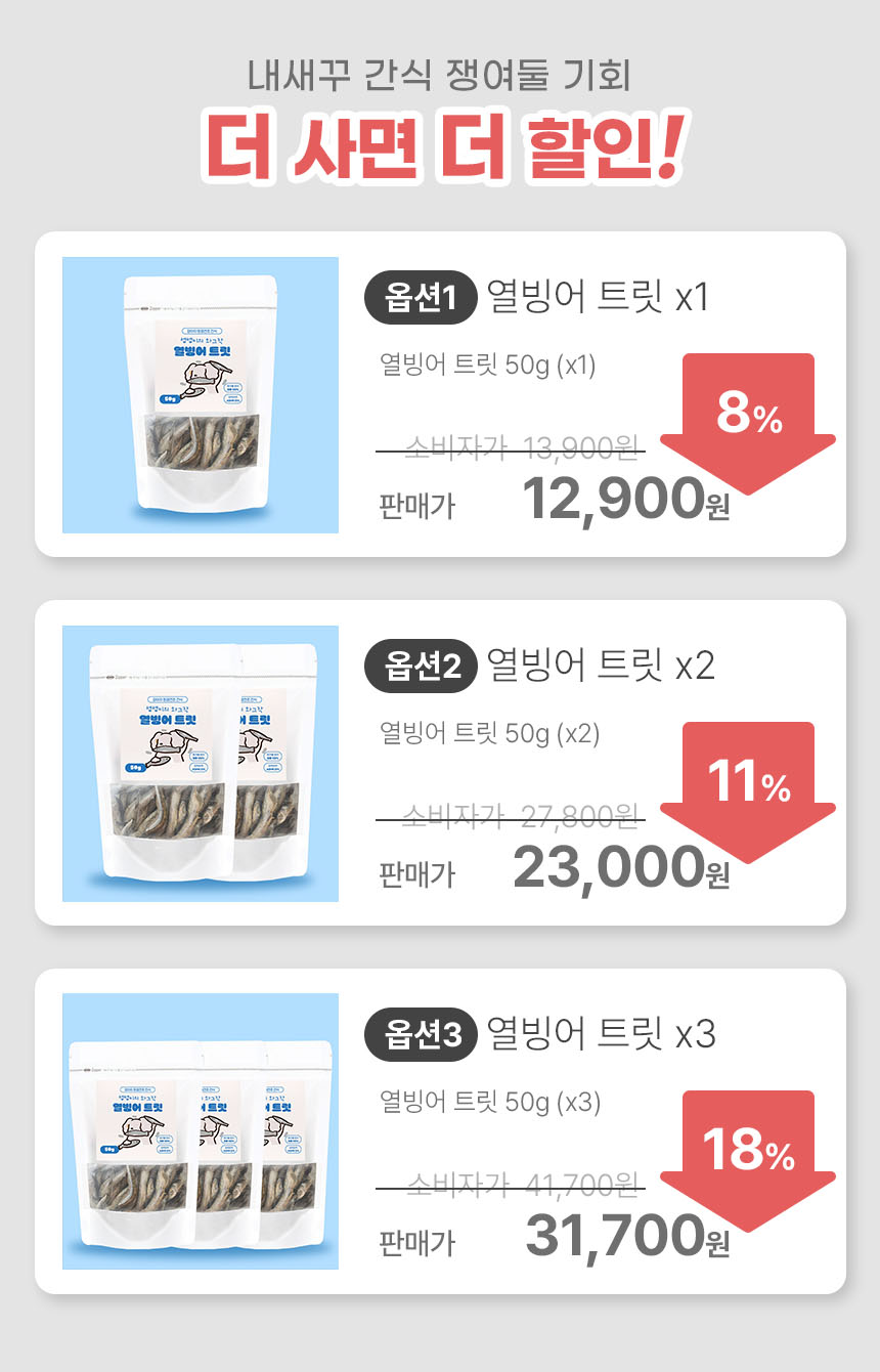 [브랜드전][2+1][무료배송] 페네핏 독 와그작 열빙어 트릿 (50g / 200g) 3번째