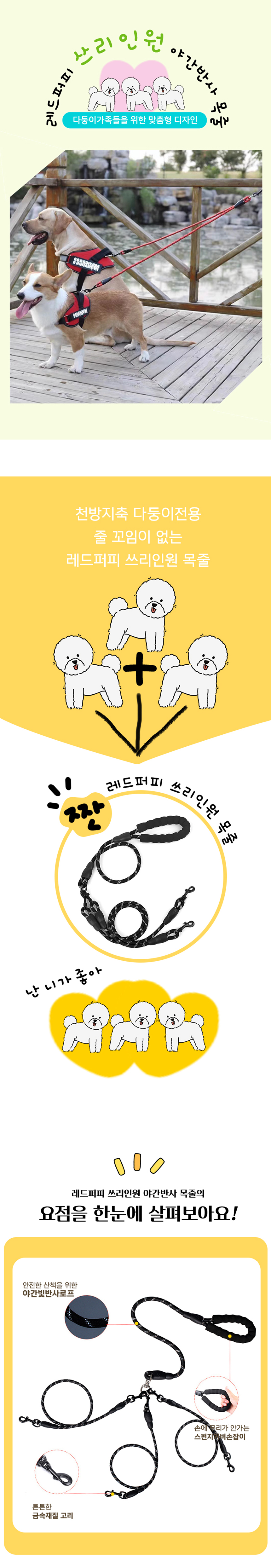 [NEW신상][무료배송] 개과천선 트리플 쓰리인원 야광 목줄 리드줄 1번째
