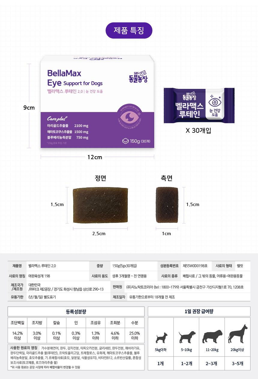 벨라맥스 SBS TV 동물농장 루테인 강아지 눈 영양제 150g 29번째