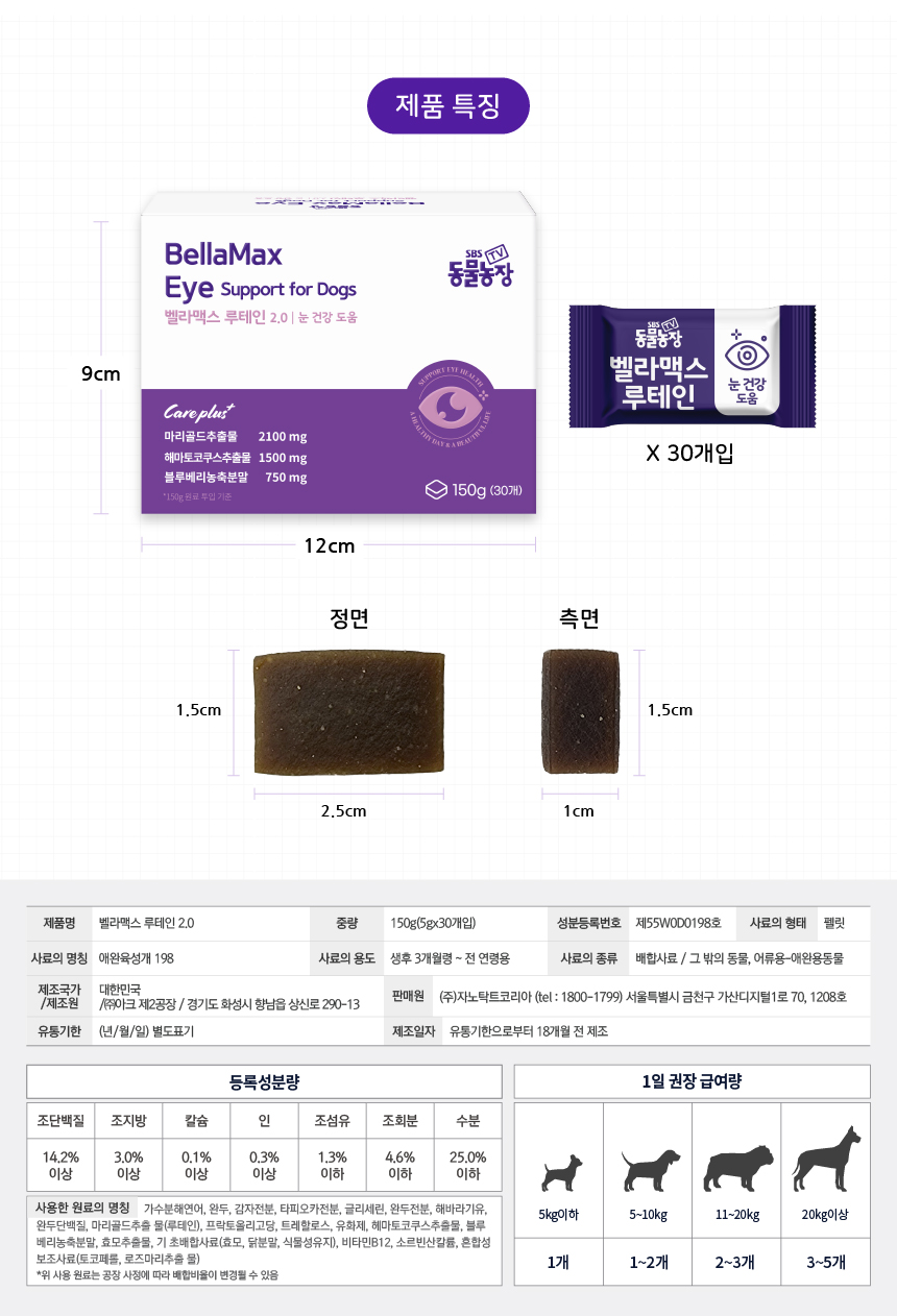 벨라맥스 SBS TV 동물농장 루테인 강아지 눈 영양제 150g 16번째