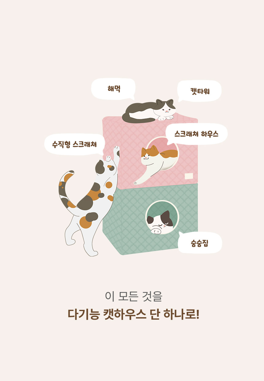 [무료배송] 초코펫하우스 고양이 숨숨집 반영구 스크래쳐 다기능 캣하우스 2.0 2번째